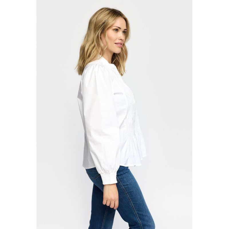 Melea bluse med smock front fra 2-Biz i hvit