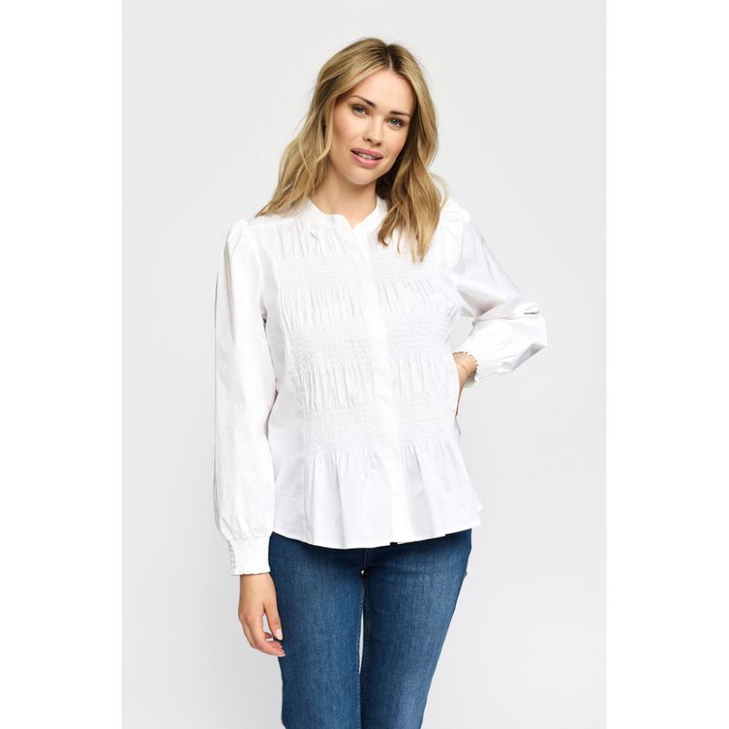 Melea bluse med smock front fra 2-Biz i hvit